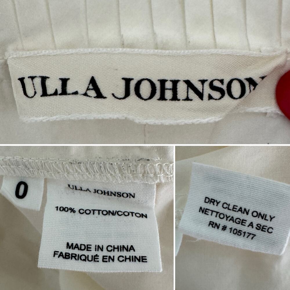 Ulla Johnson Lune Dress in Blanc ruffle tiered cotton poplin ribbon tie size 0 - Picture 8 of 10
